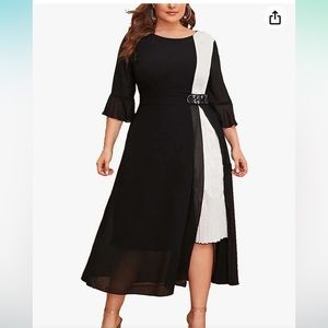 NWT mycrushcity black/white details 3/4 sleeve dress size 3XL